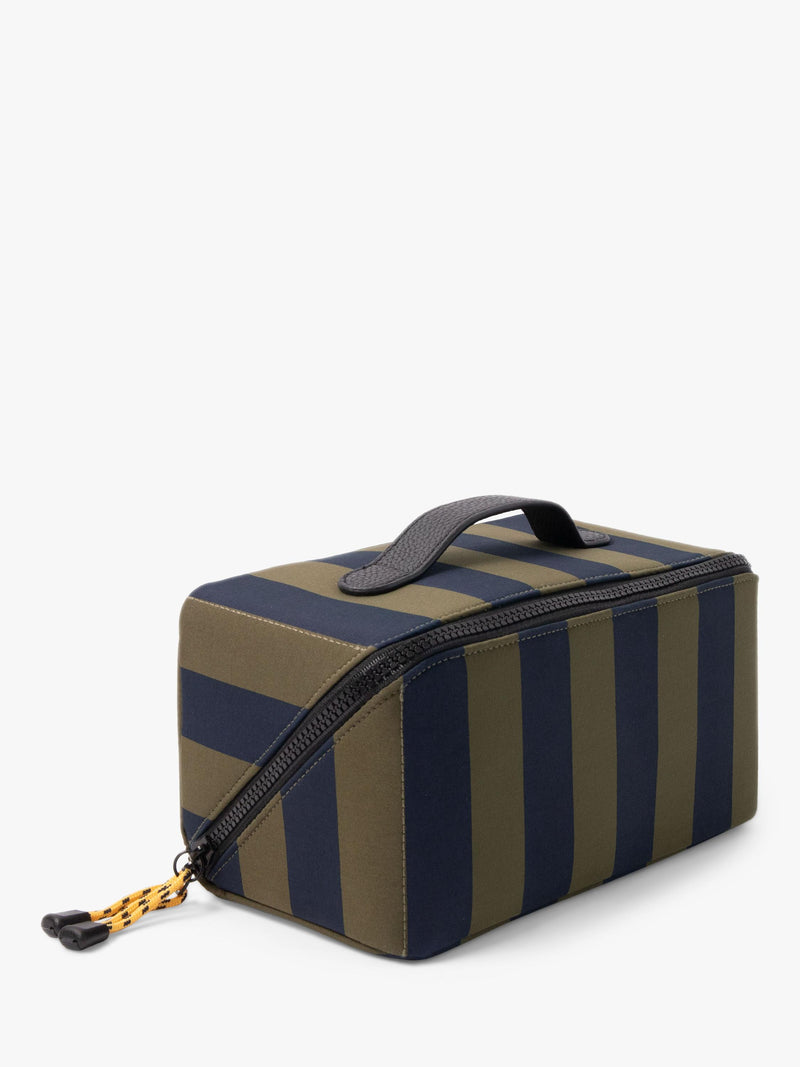 Caroline Gardner striped wash bag charcoal navy - British product