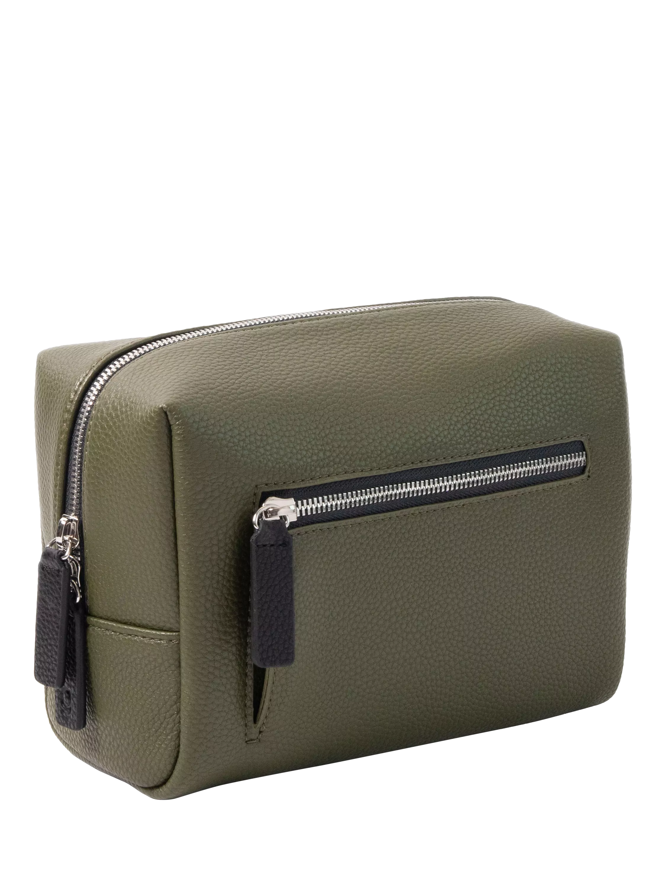 Caroline Gardner large slim wash bag in khaki (British brand)