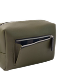 Caroline Gardner large slim wash bag in khaki (British brand)