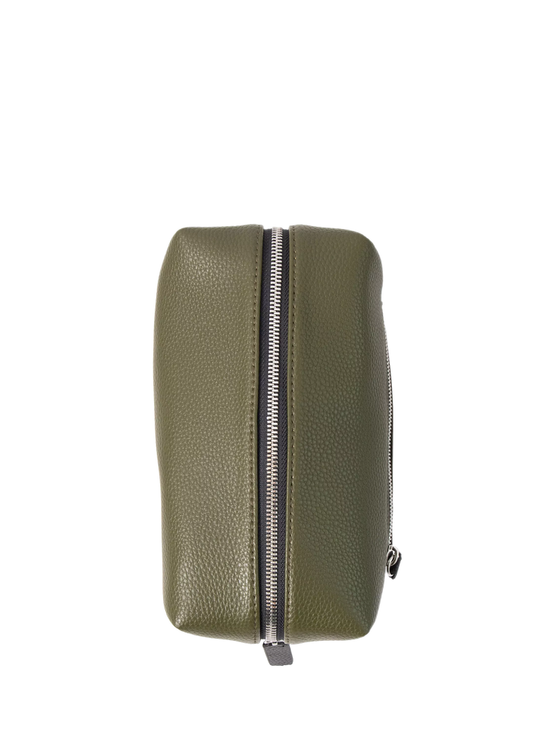 Caroline Gardner large slim wash bag in khaki (British brand)