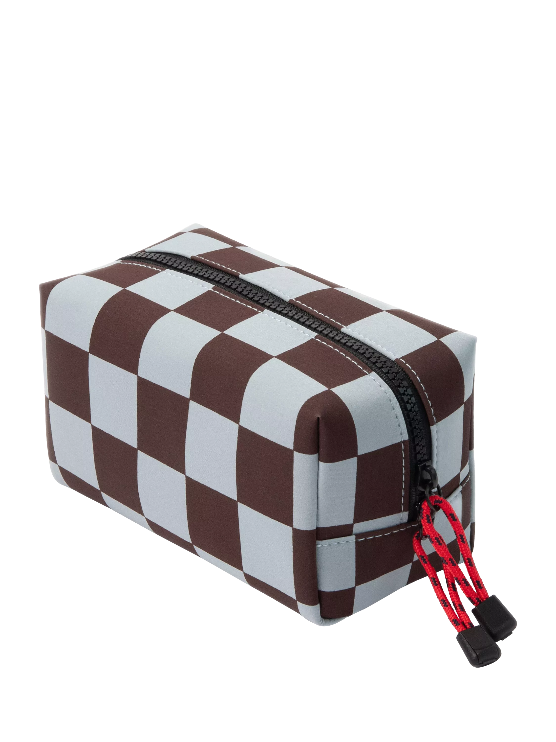 Caroline Gardner check grooming bag wine/blue UK version
