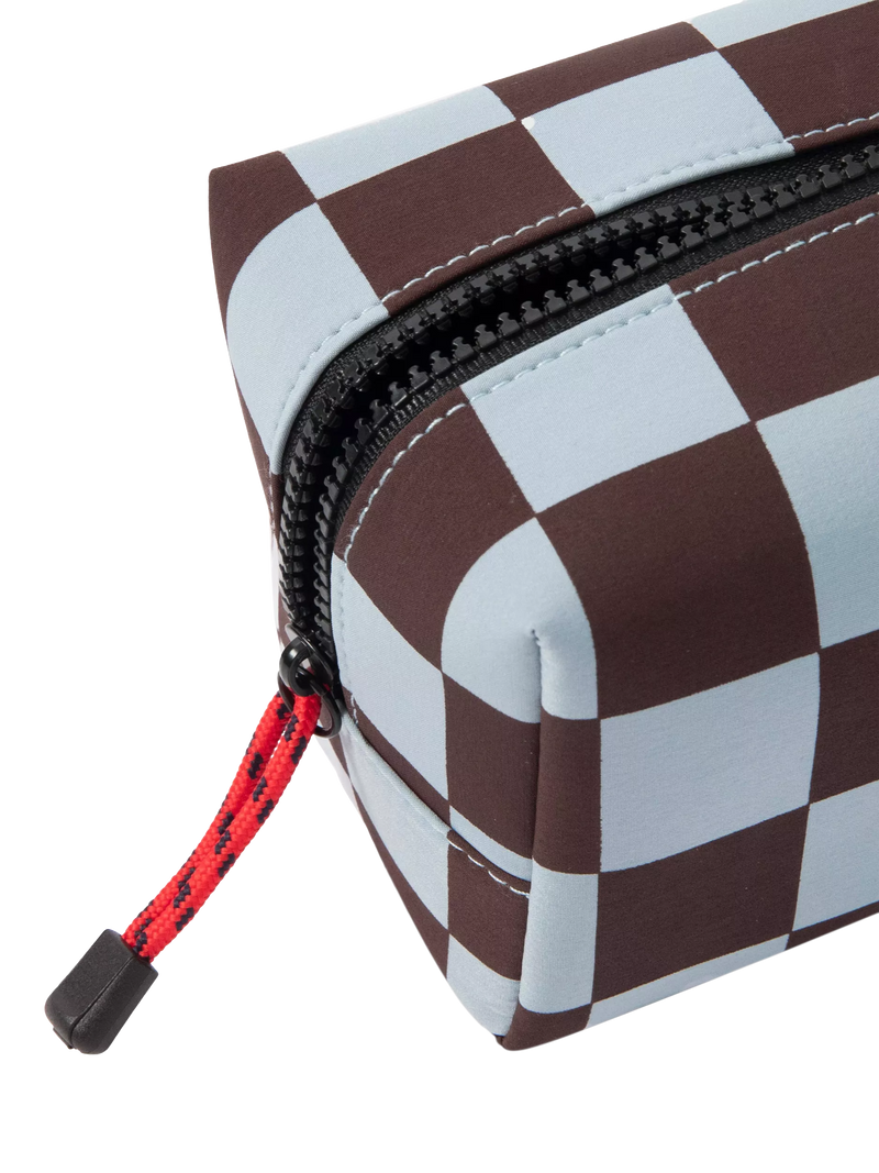 Caroline Gardner check grooming bag wine/blue UK version