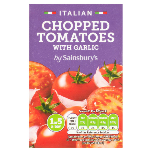 Sainsbury's Italian Chopped Tomatoes with Garlic 390g Tomatoes Sainsburys   