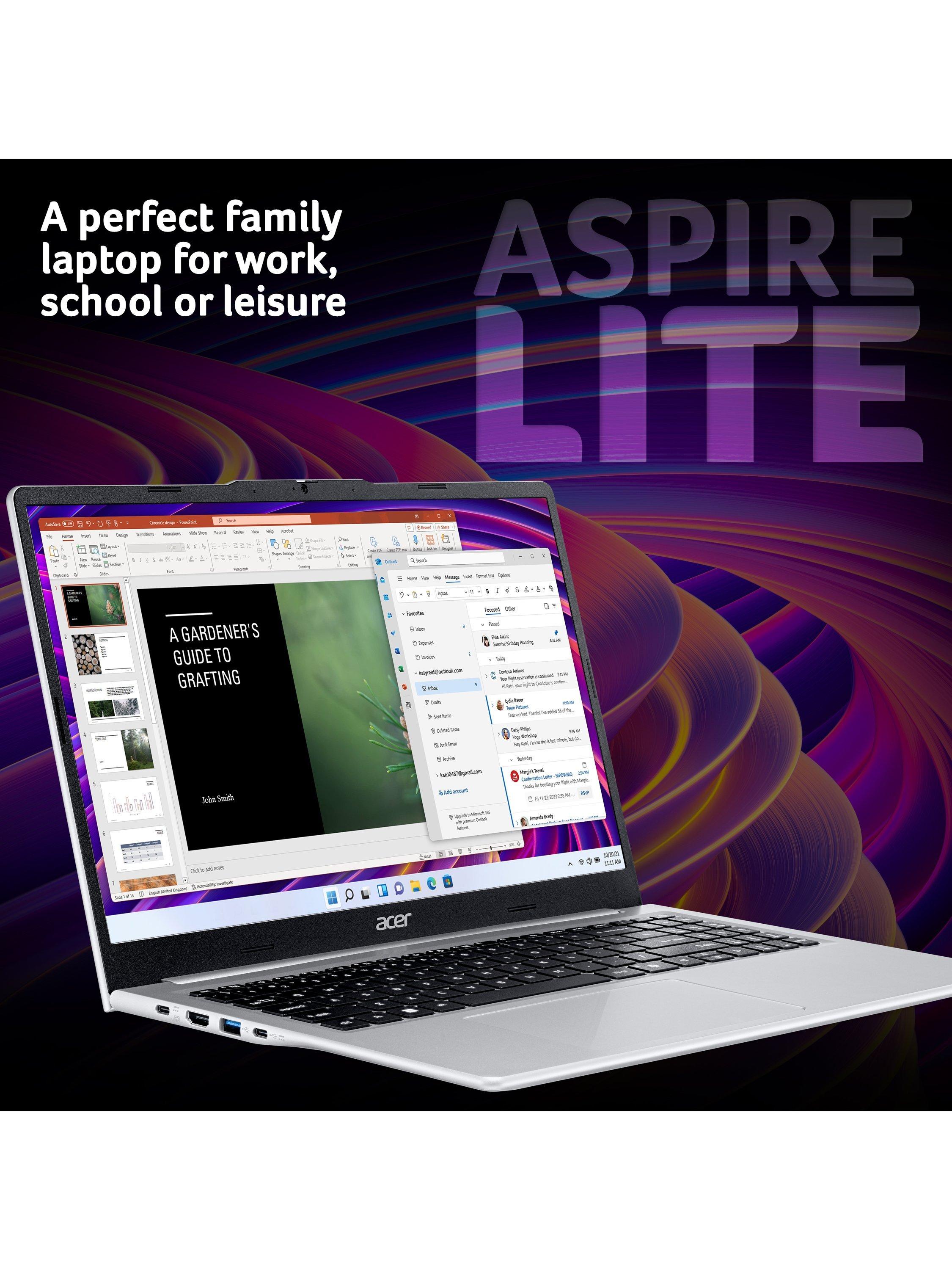 Acer Aspire Lite 15 laptop with AMD Ryzen 3 in silver - British product