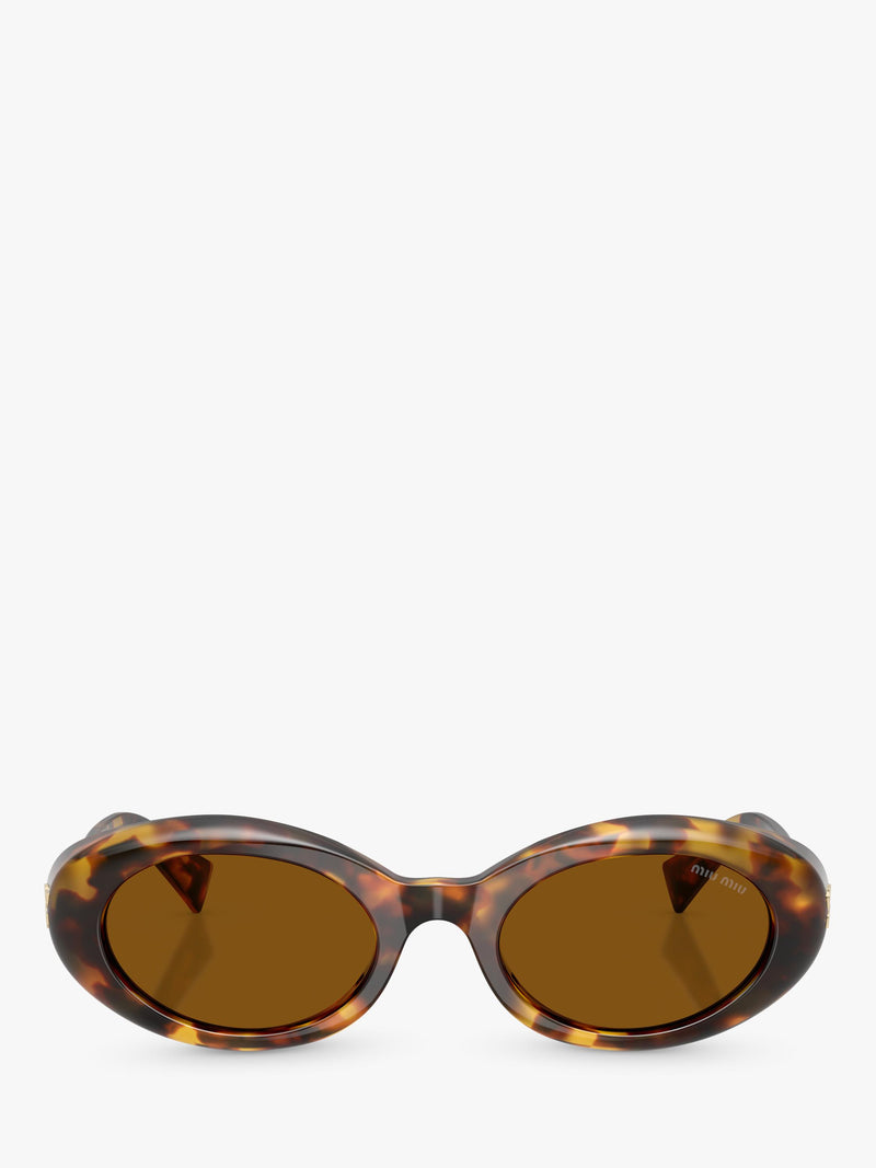 Miu Miu women's oval sunglasses honey Havana brown acetate - British product