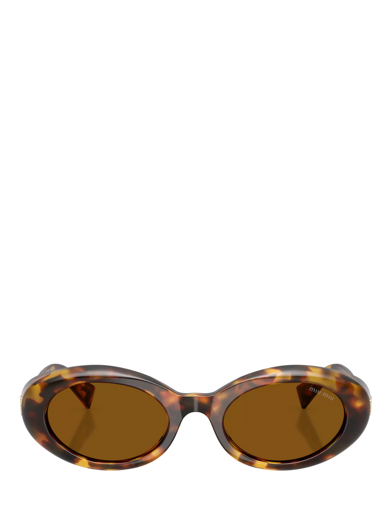 Miu Miu women's oval sunglasses honey Havana brown acetate - British product