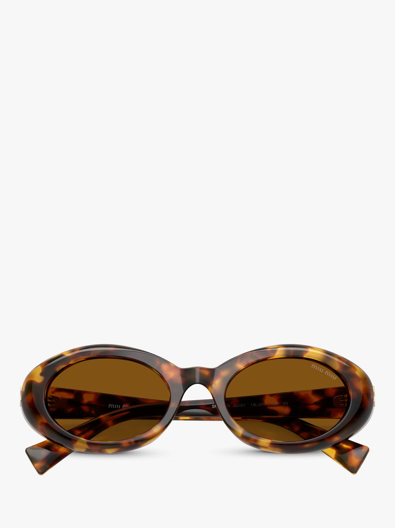 Miu Miu women's oval sunglasses honey Havana brown acetate - British product