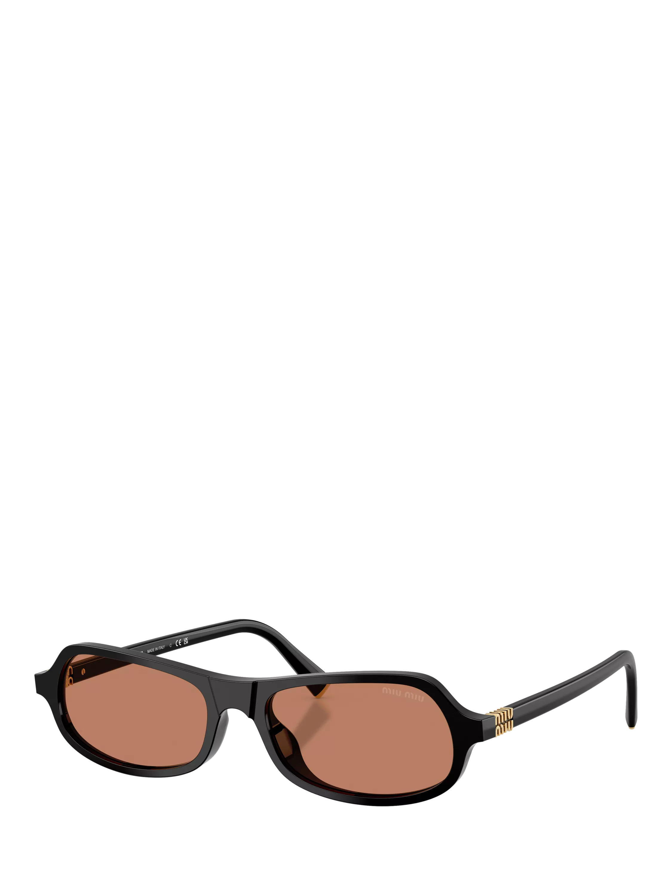 Miu Miu men's irregular sunglasses black/brown polyamide, UK version