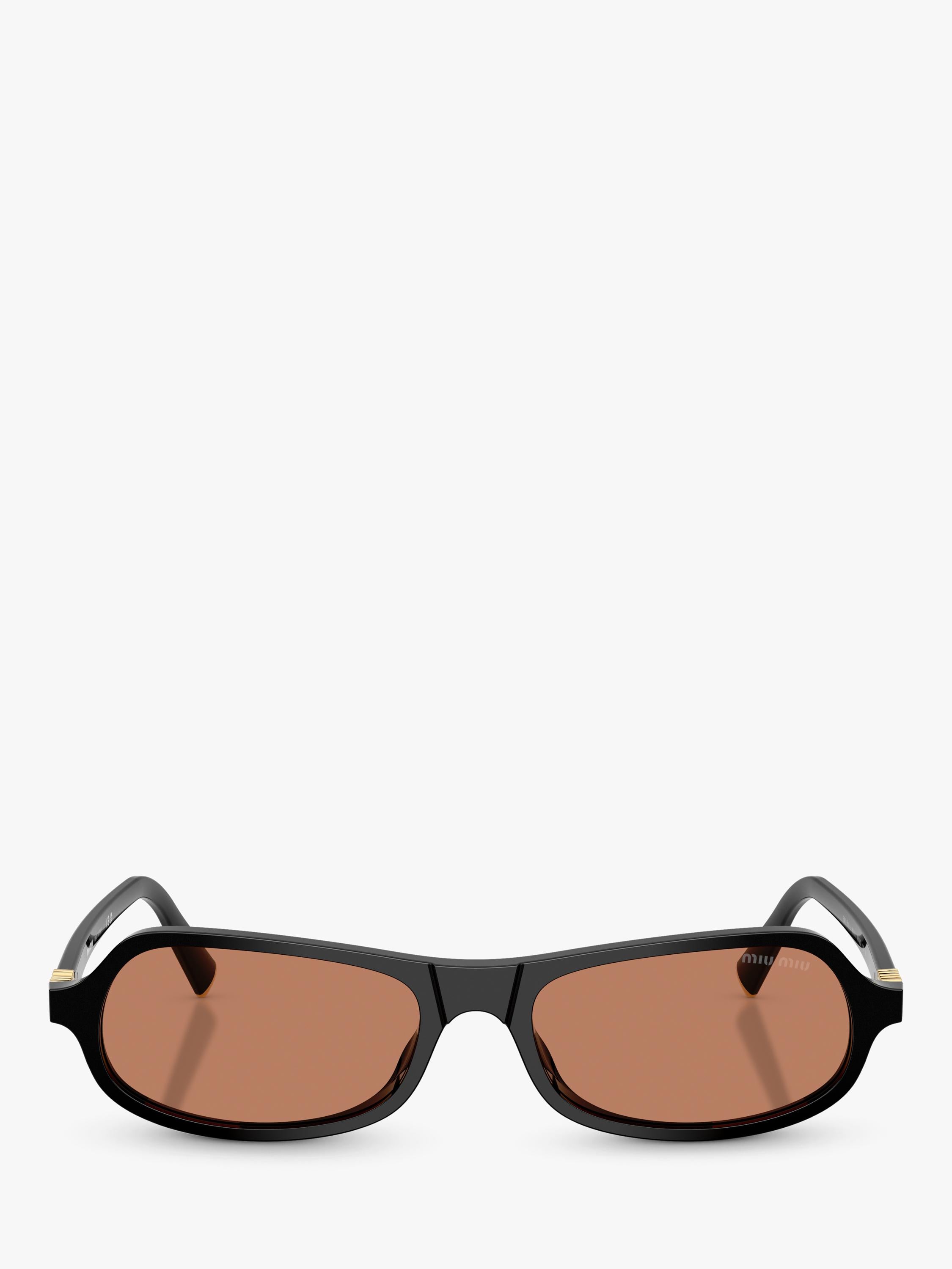 Miu Miu men's irregular sunglasses black/brown polyamide, UK version