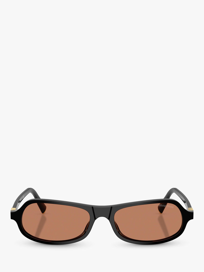 Miu Miu men's irregular sunglasses black/brown polyamide, UK version