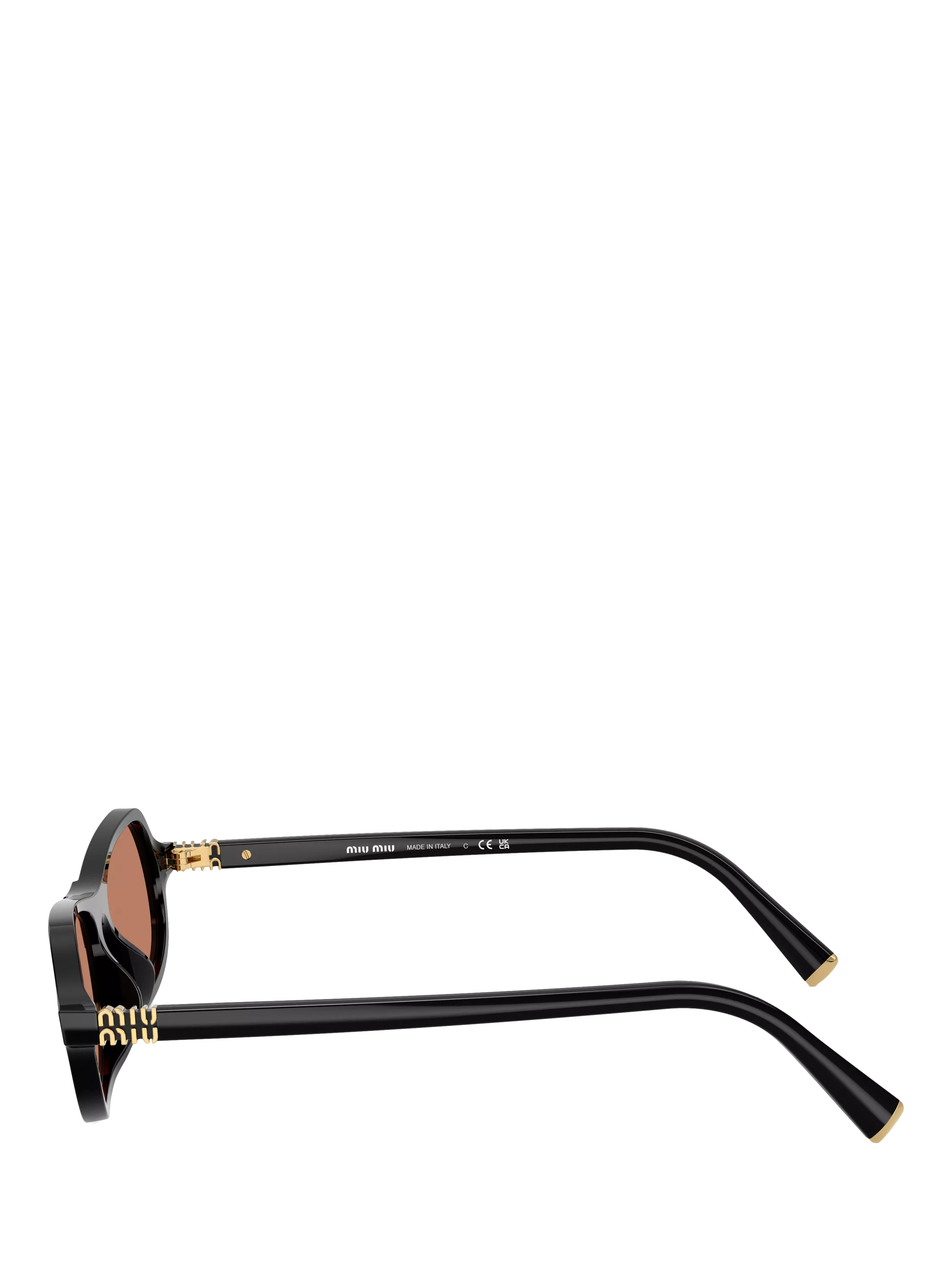 Miu Miu men's irregular sunglasses black/brown polyamide, UK version