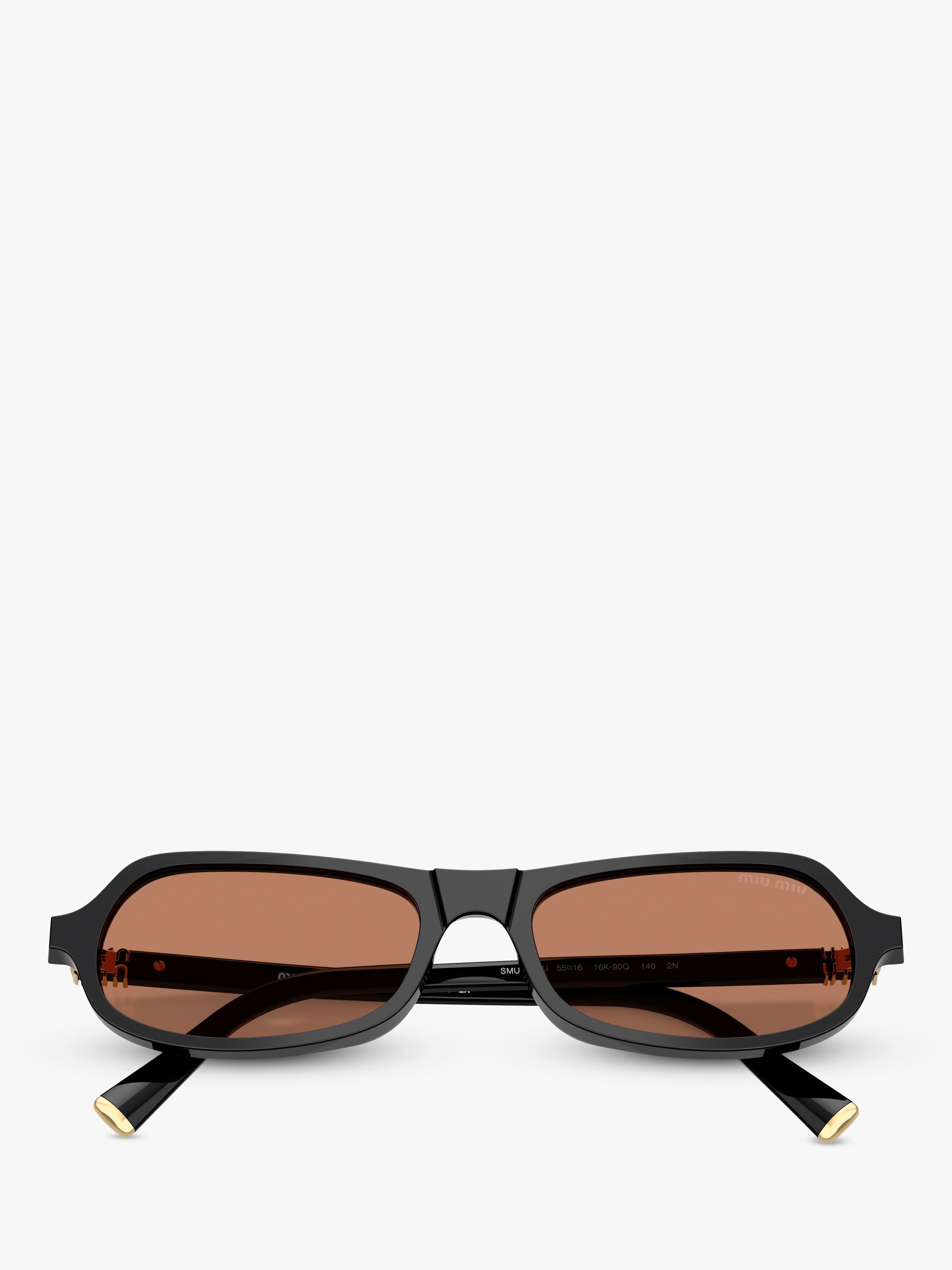 Miu Miu men's irregular sunglasses black/brown polyamide, UK version