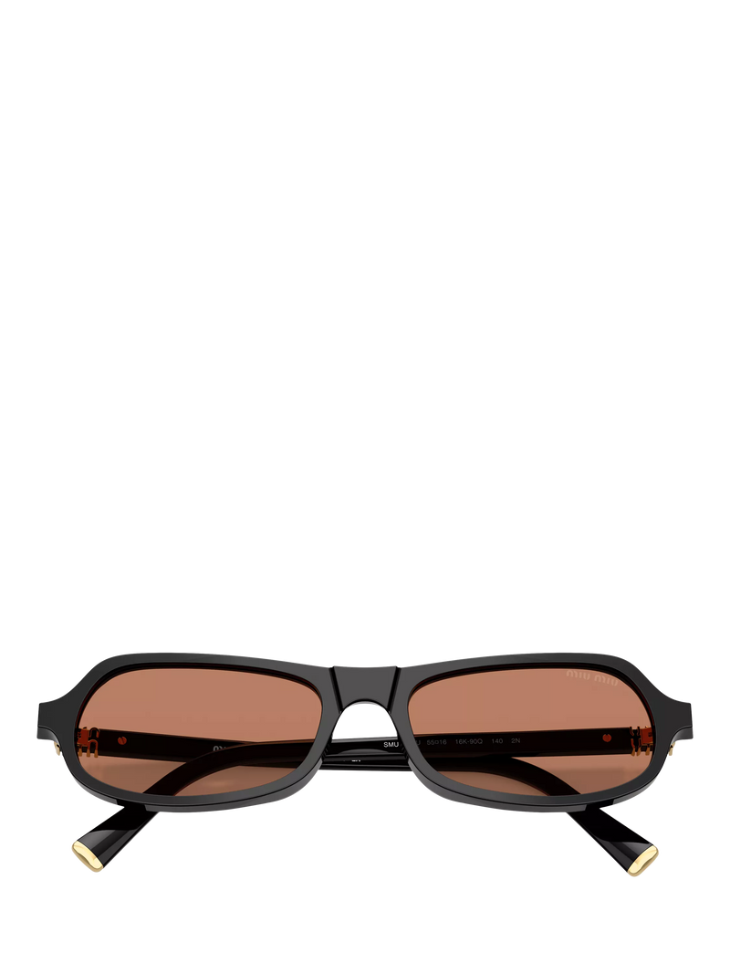 Miu Miu men's irregular sunglasses black/brown polyamide, UK version