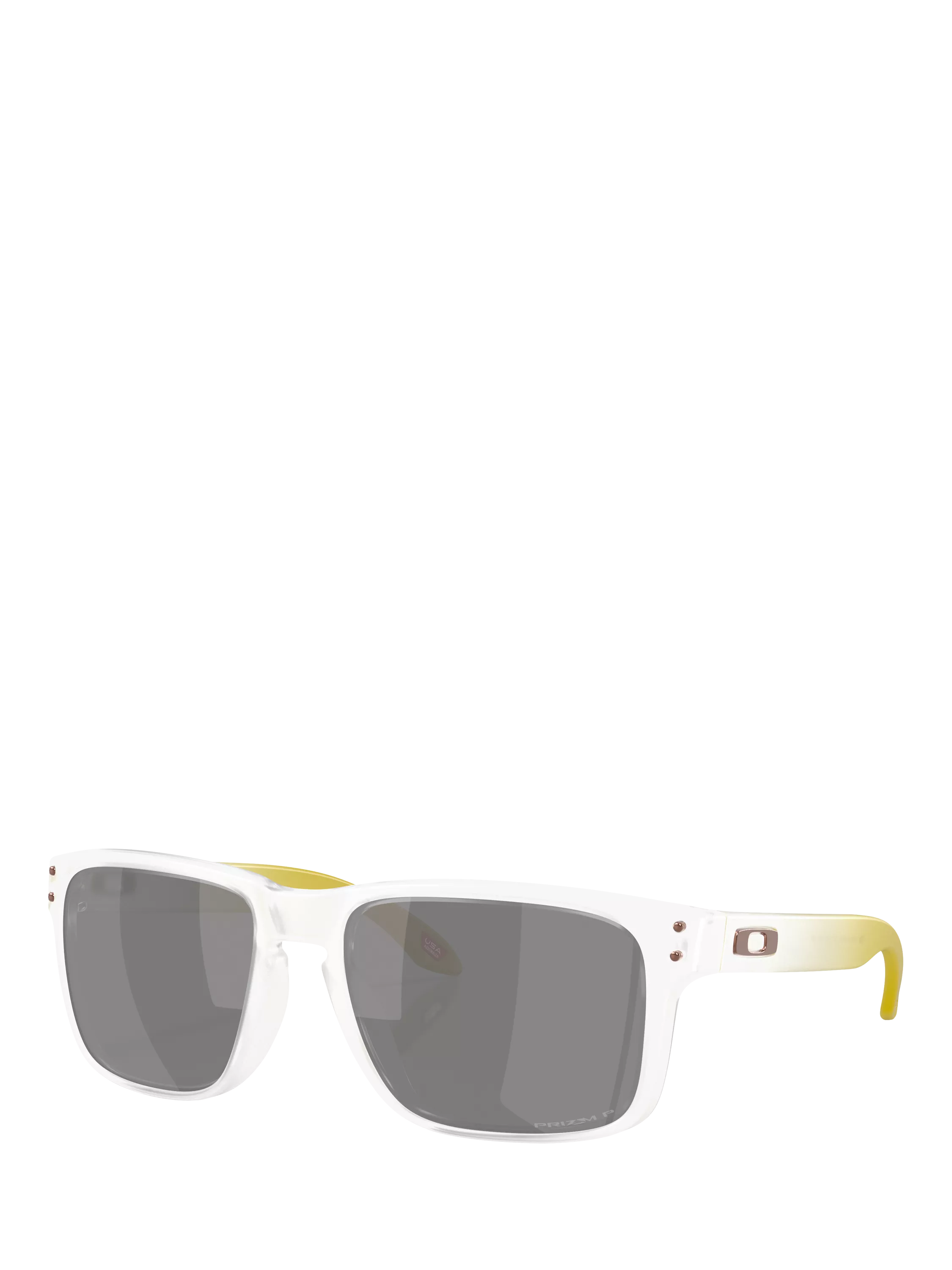 Oakley OO9102 Unisex Polarised Square Sunglasses, Matte Clear/Grey