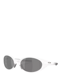 Oakley OO9438 Unisex Polarised Oval Sunglasses, Matte Clear/Grey