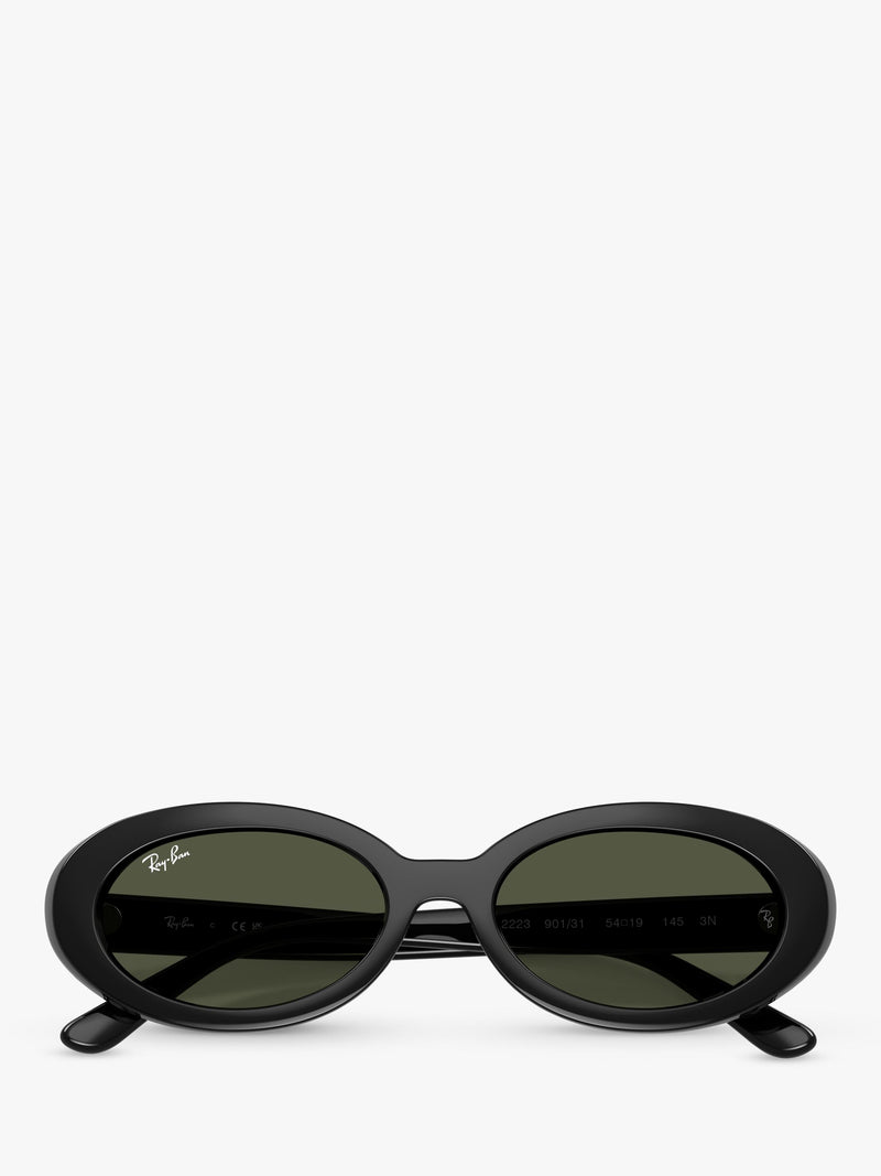 Ray-Ban RB2223 oval sunglasses black frame grey glass lenses (British brand)