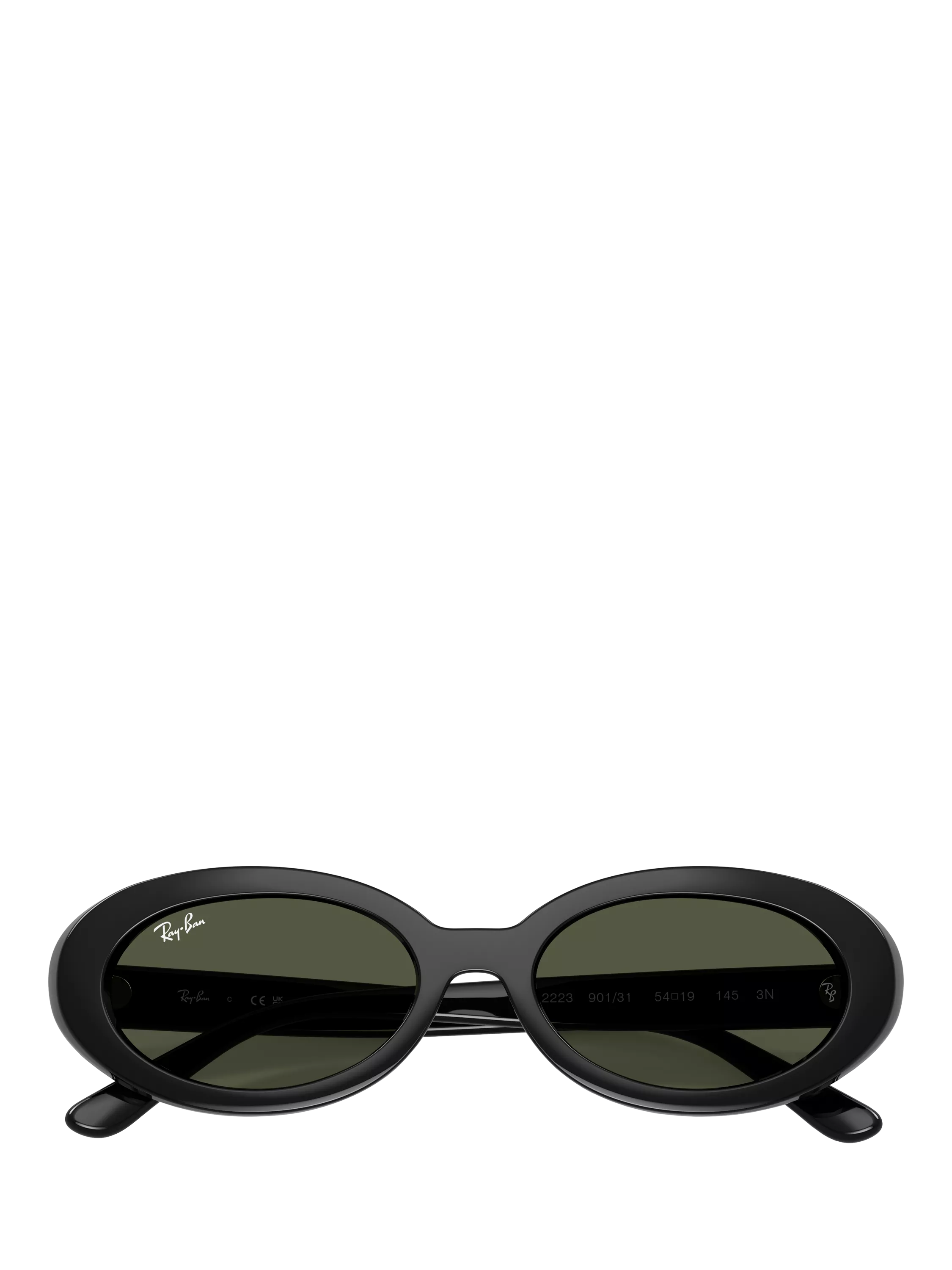 Ray-Ban RB2223 oval sunglasses black frame grey glass lenses (British brand)