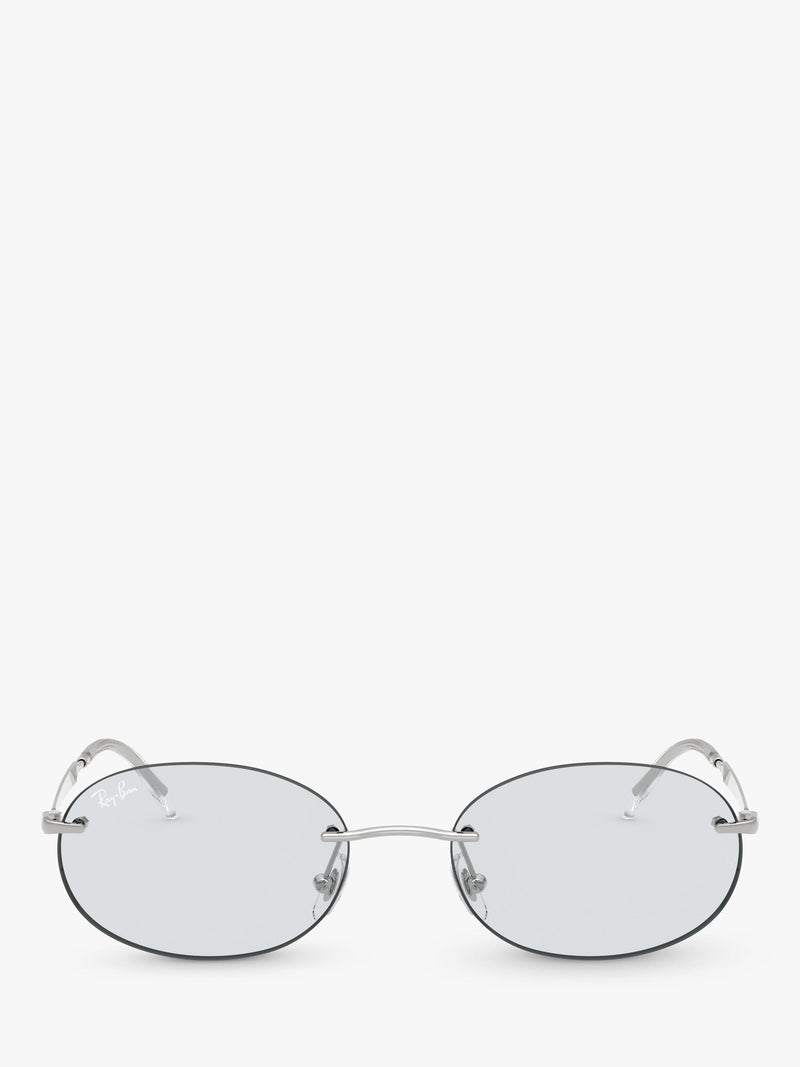Ray-Ban RB3767 oval sunglasses silver metal frame, imported from the UK