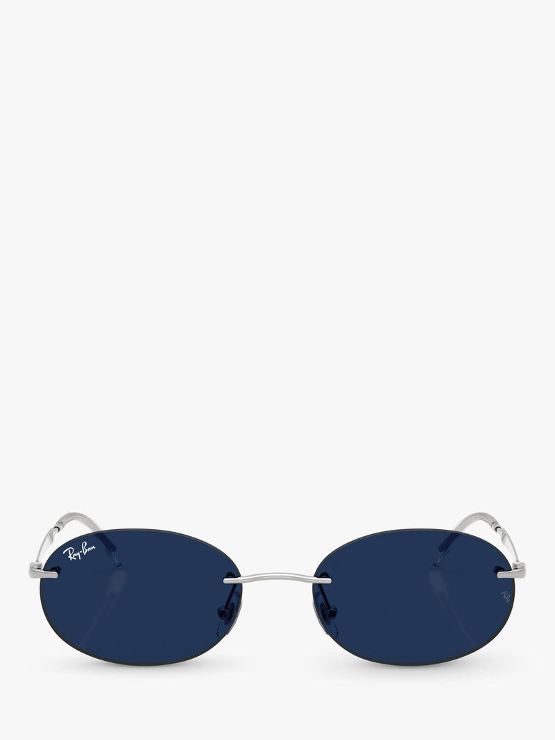 Ray-Ban RB3767 oval sunglasses silver metal frame, imported from the UK