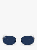 Ray-Ban RB3767 oval sunglasses silver metal frame, imported from the UK