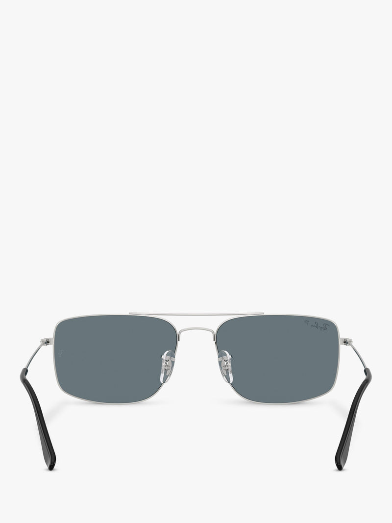 Ray-Ban Explorer III polarised square sunglasses silver blue - British product