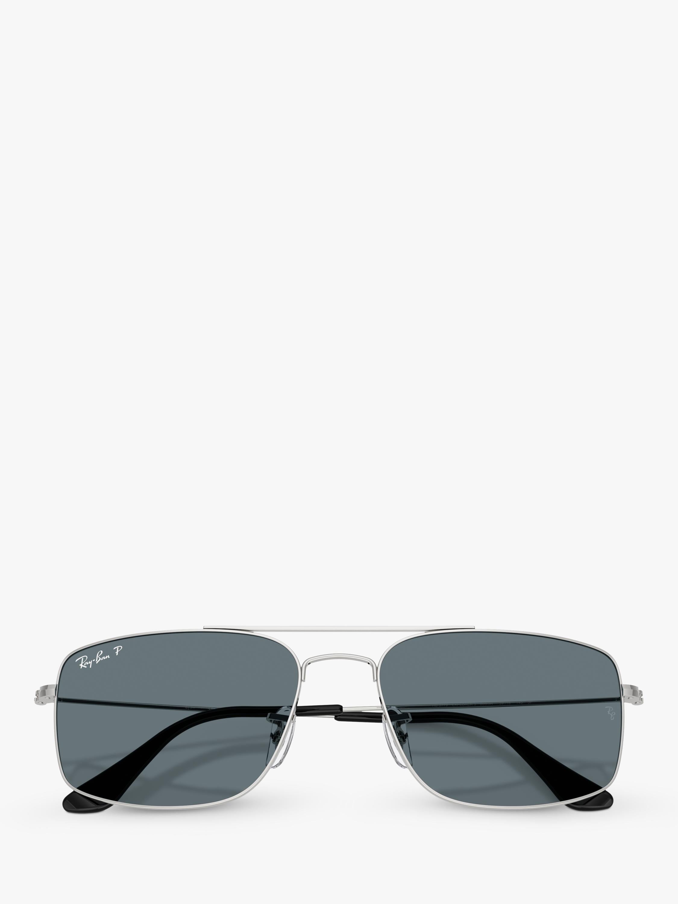 Ray-Ban Explorer III polarised square sunglasses silver blue - British product