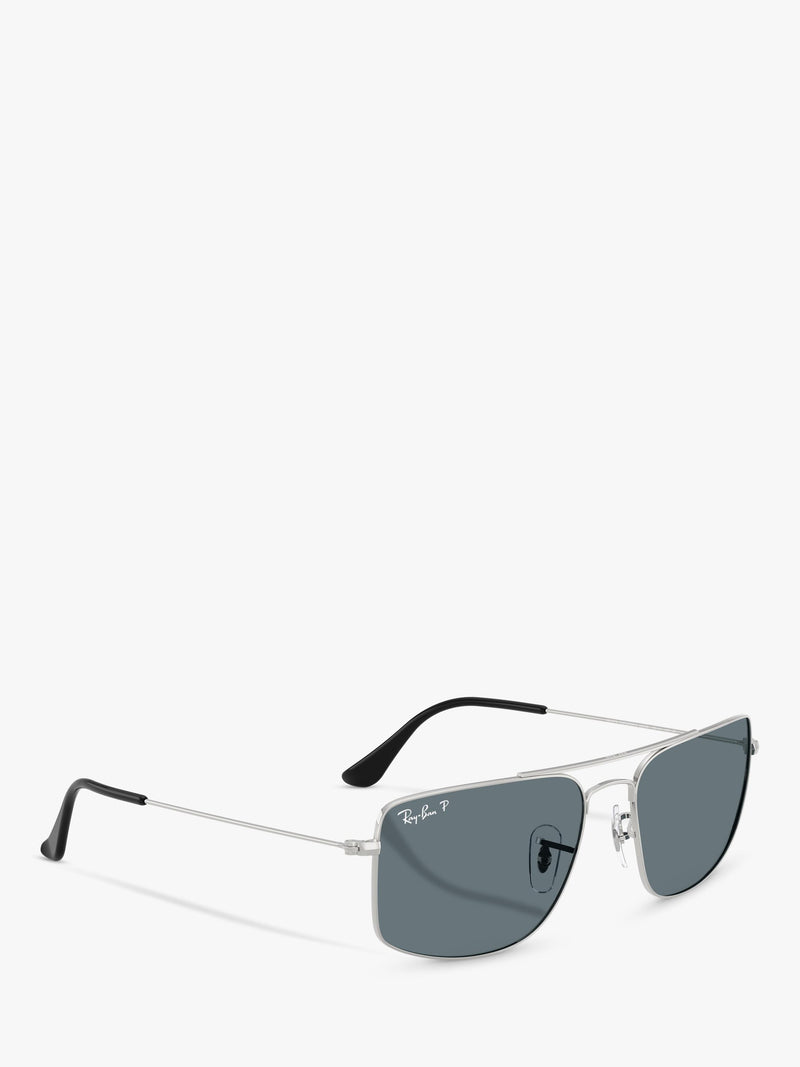 Ray-Ban Explorer III polarised square sunglasses silver blue - British product