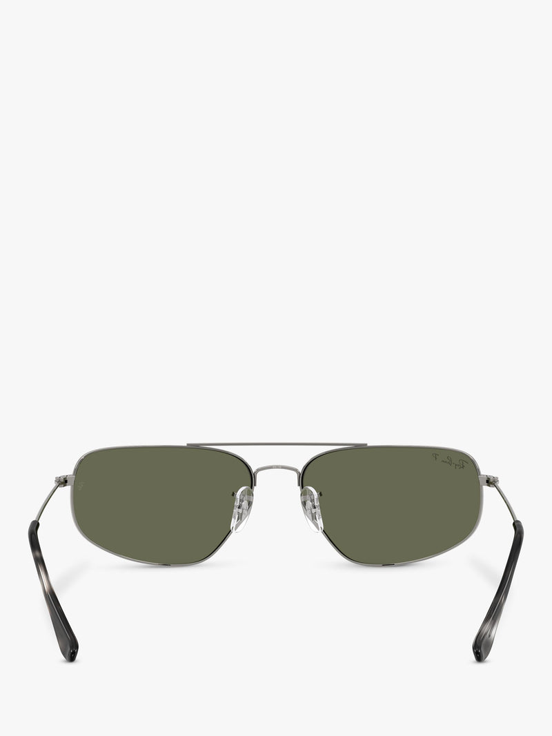 Ray-Ban RB3780 rectangular sunglasses gunmetal and green 63mm - British product