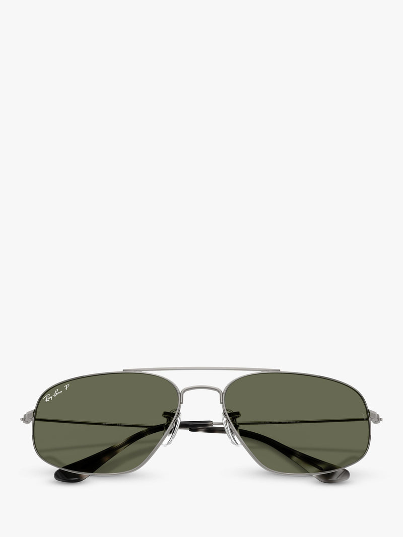 Ray-Ban RB3780 rectangular sunglasses gunmetal and green 63mm - British product