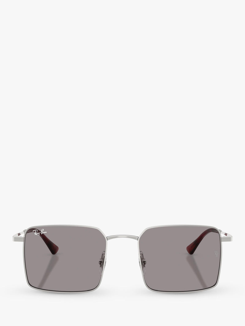 Ray-Ban Idan square sunglasses polished silver grey (British brand)