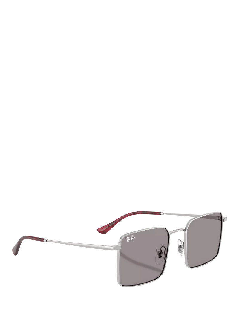 Ray-Ban Idan square sunglasses polished silver grey (British brand)