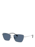 Ray-Ban RB3783 Women's Irregular Cat Eye Sunglasses, Silver/Blue