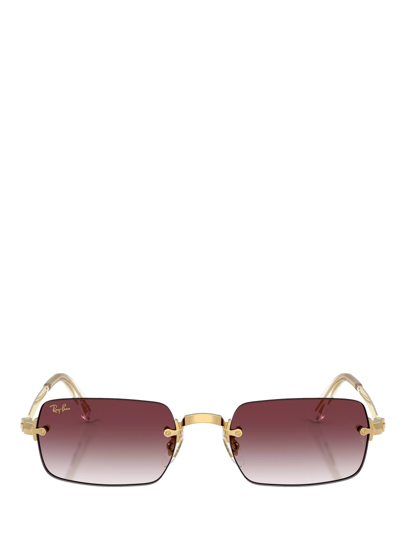 Ray-Ban RB3928 rectangular sunglasses in Arista Gold with Purple Gradient, UK version