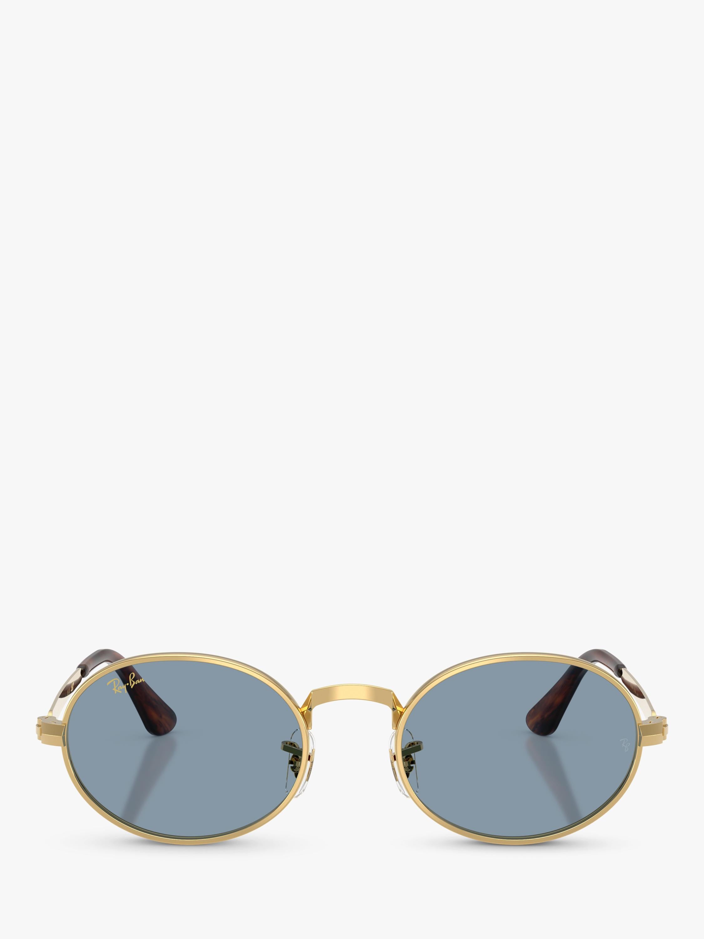 Ray-Ban oval sunglasses arista gold blue 54mm, imported from the UK
