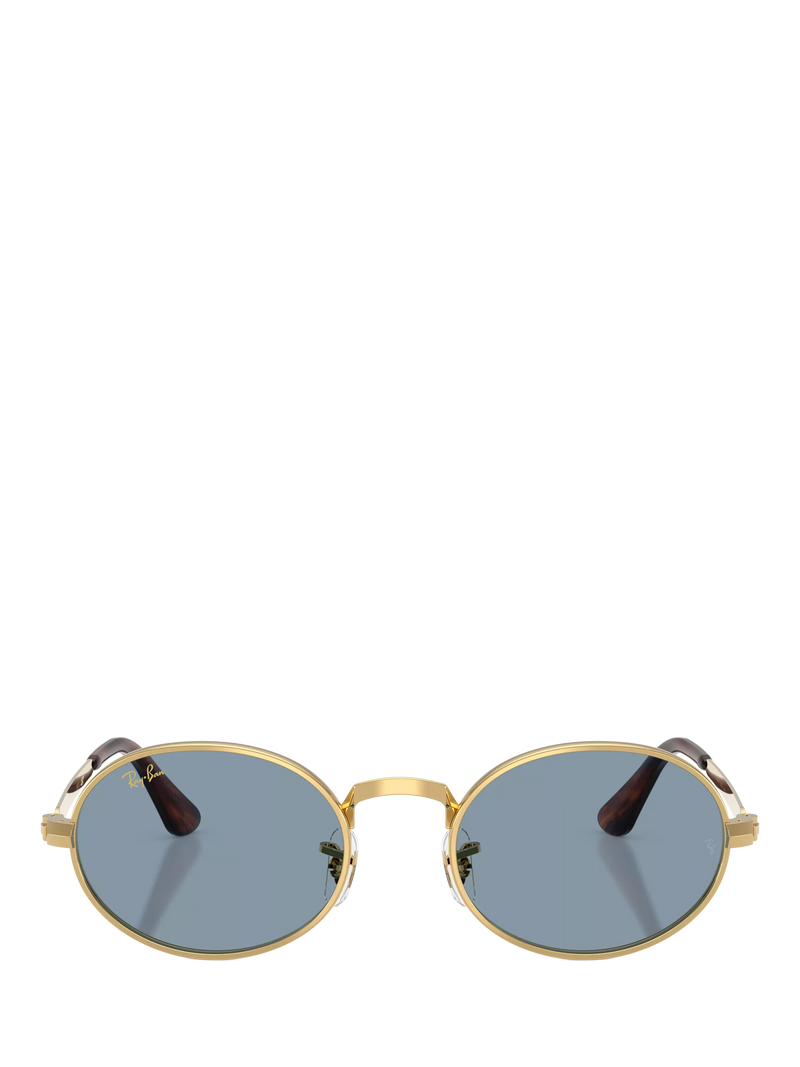 Ray-Ban oval sunglasses arista gold blue 54mm, imported from the UK