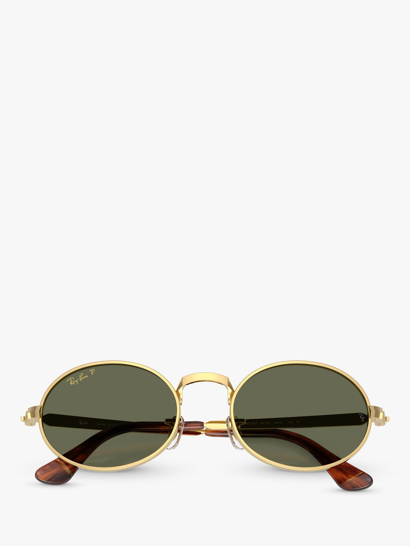 Ray-Ban RB3931 polarised oval sunglasses Gold Green, imported from the UK