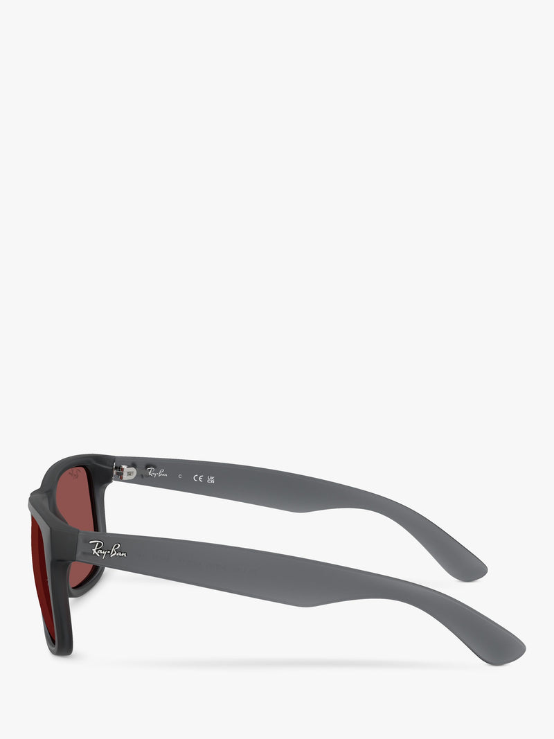 Ray-Ban Justin classic square sunglasses opal grey red, UK version