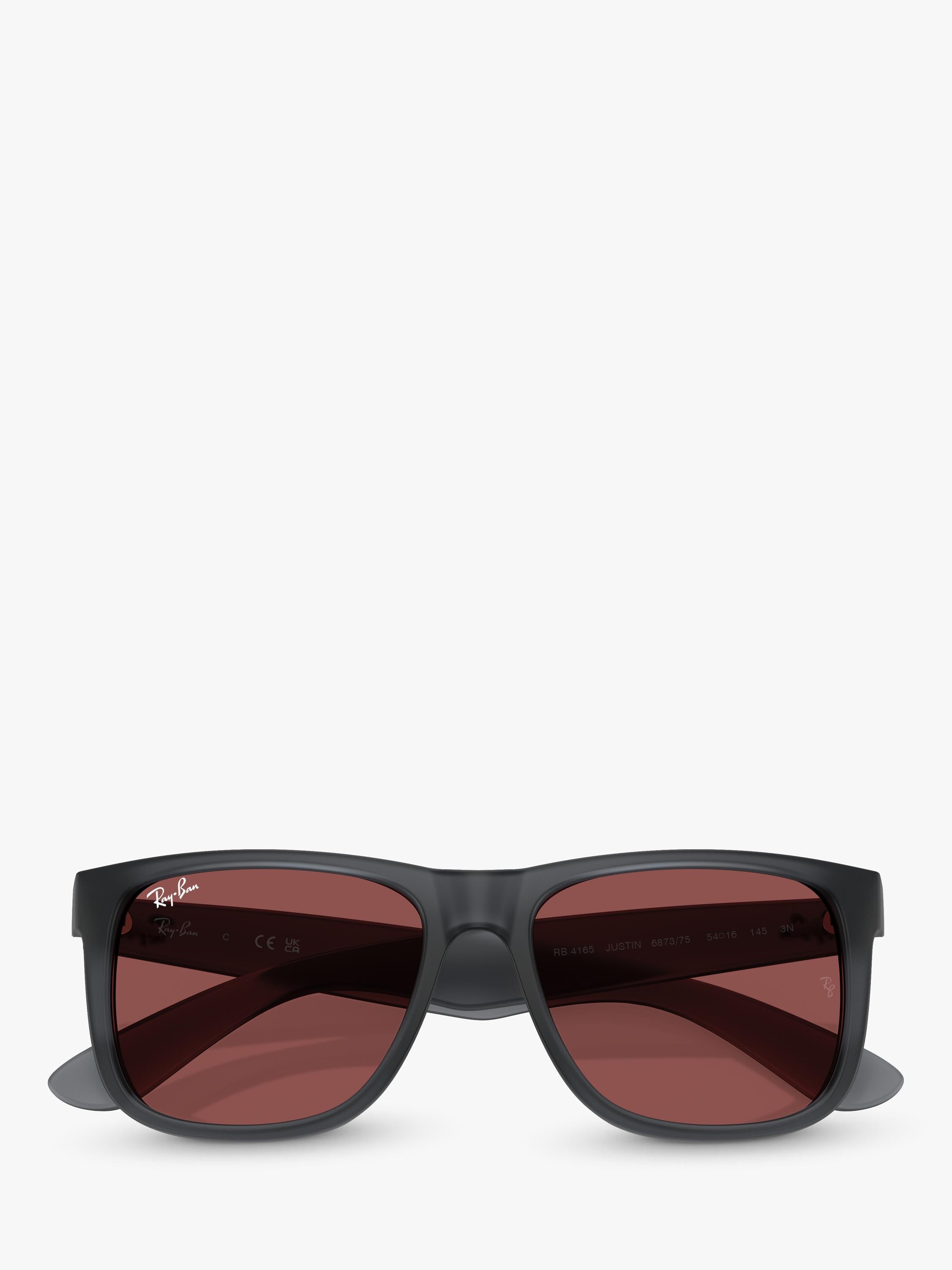 Ray-Ban Justin classic square sunglasses opal grey red, UK version