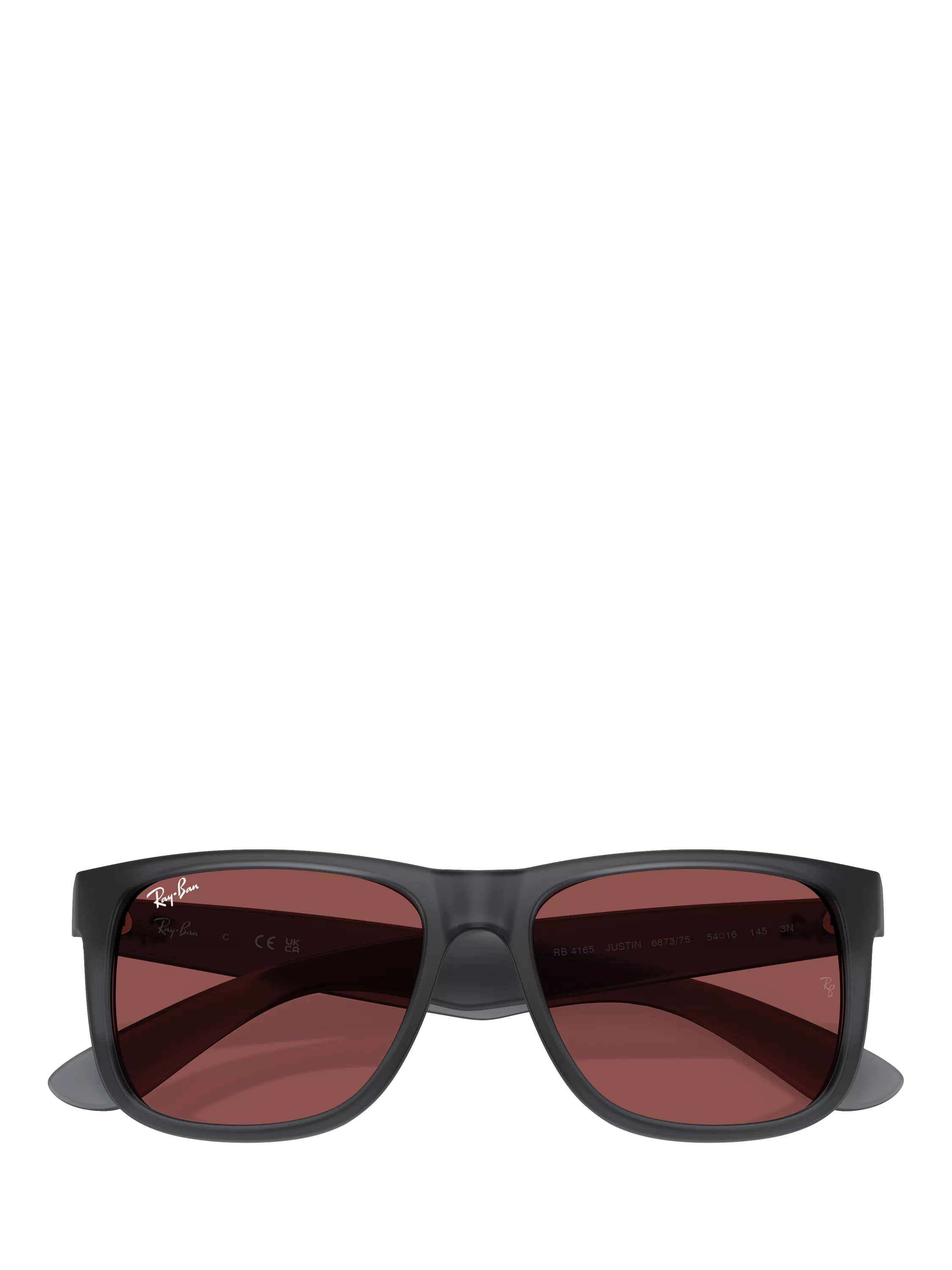 Ray-Ban Justin classic square sunglasses opal grey red, UK version