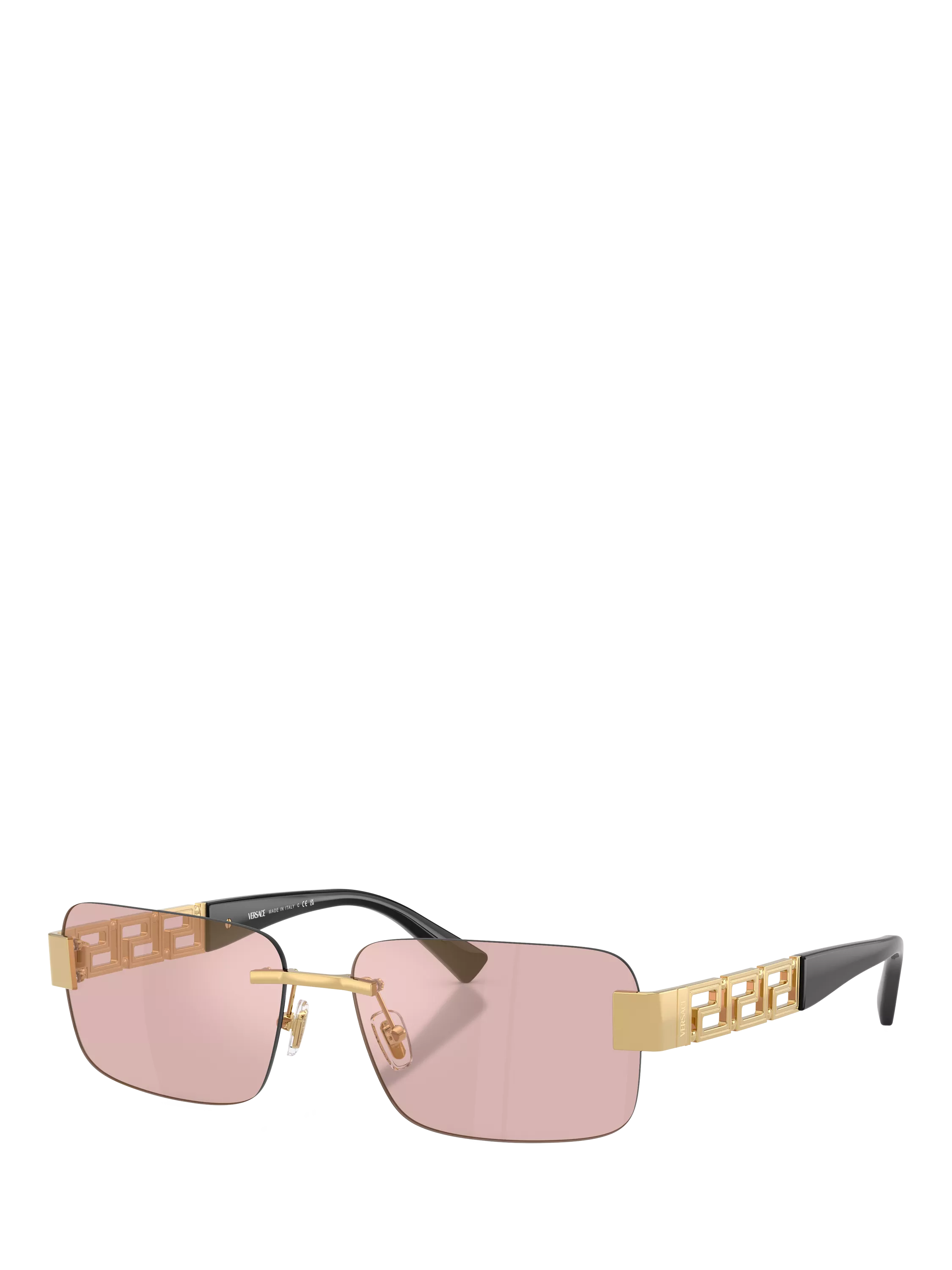 Versace 0VE2298 rectangular sunglasses in gold and pink, imported from the UK
