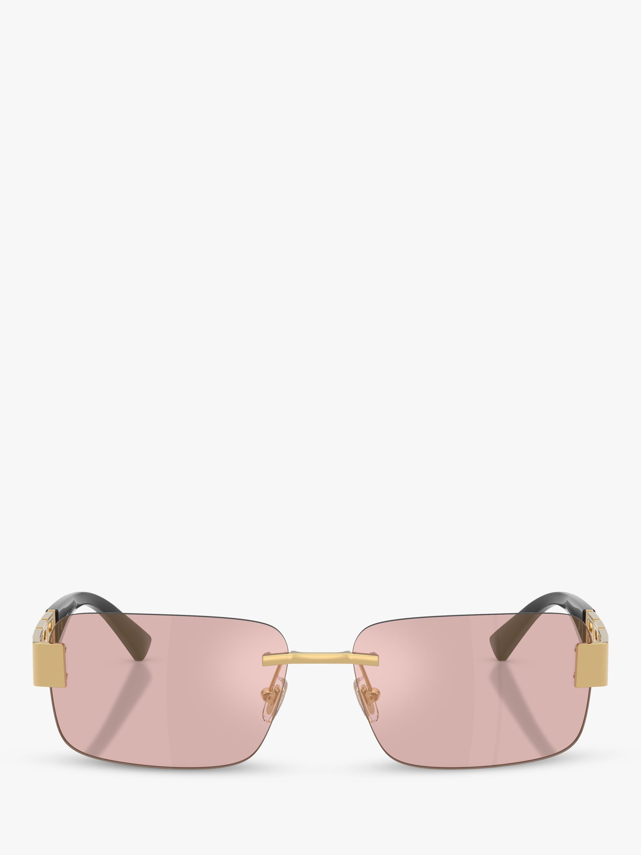 Versace 0VE2298 rectangular sunglasses in gold and pink, imported from the UK