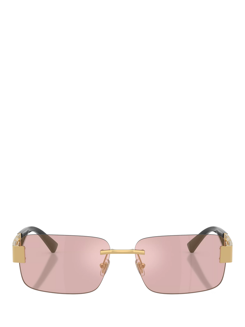 Versace 0VE2298 rectangular sunglasses in gold and pink, imported from the UK