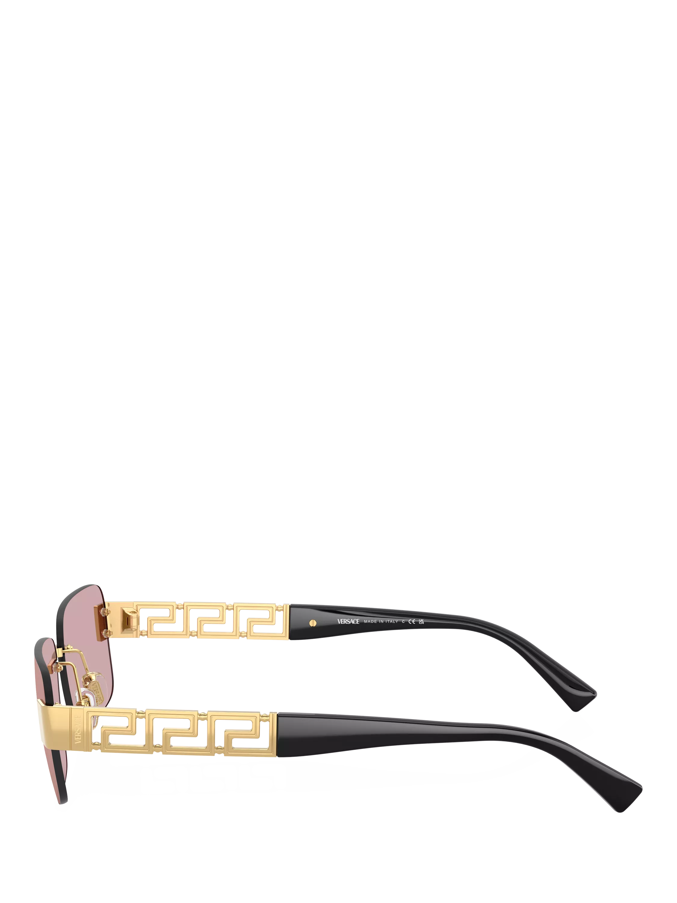 Versace 0VE2298 rectangular sunglasses in gold and pink, imported from the UK