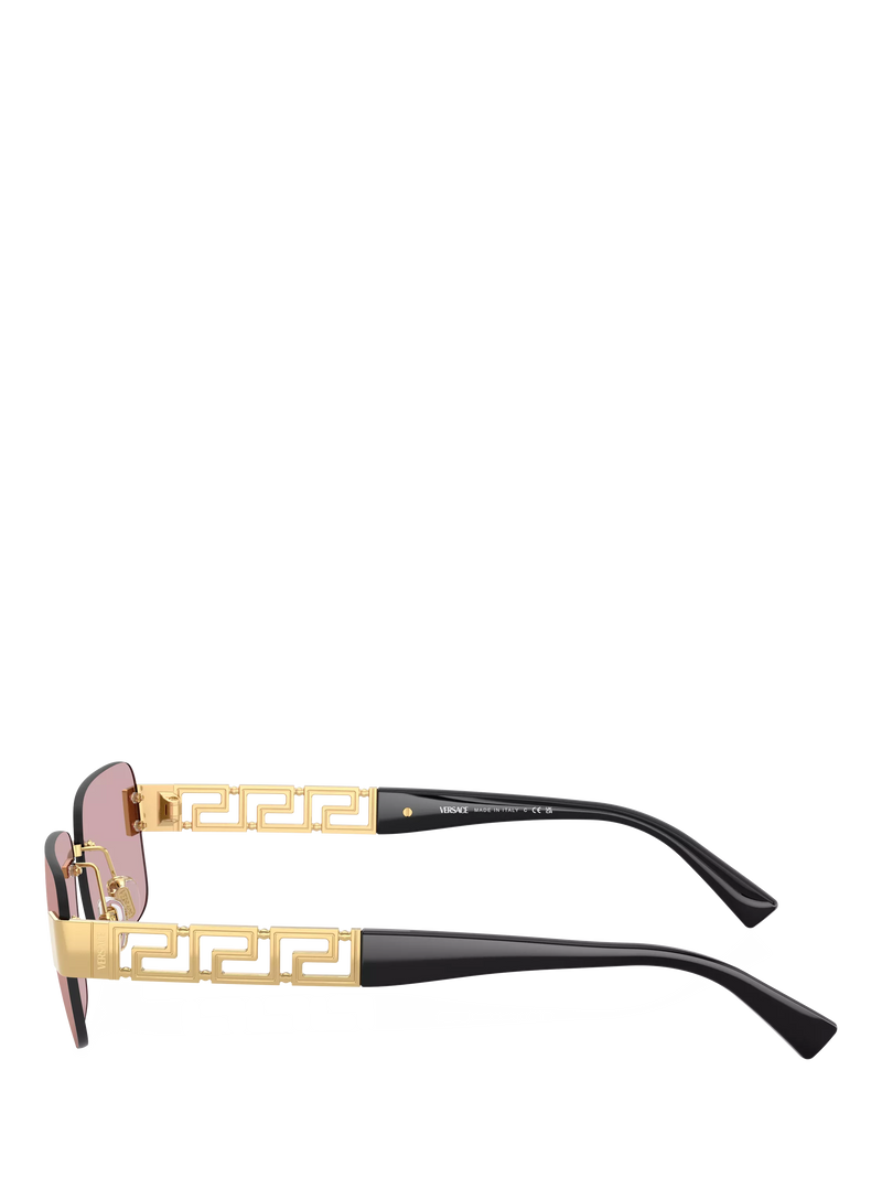 Versace 0VE2298 rectangular sunglasses in gold and pink, imported from the UK