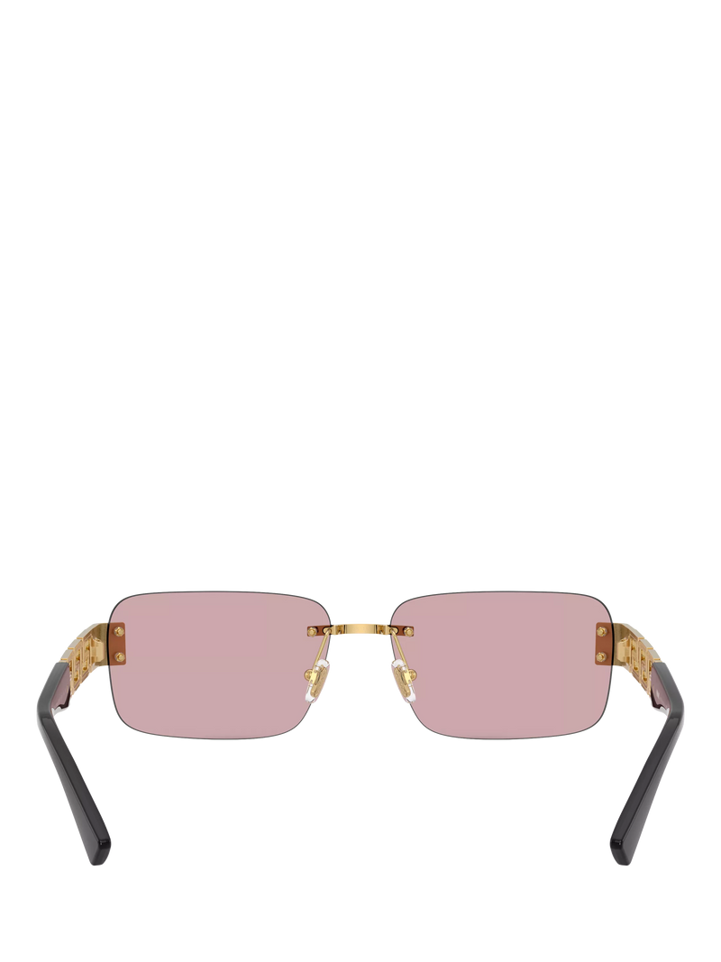 Versace 0VE2298 rectangular sunglasses in gold and pink, imported from the UK