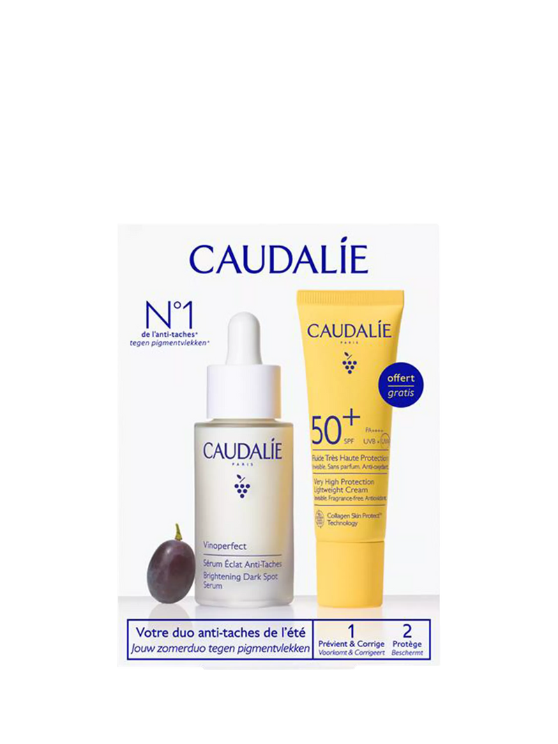 Caudalie Vinoperfect gift set with serum and SPF 50 (British brand)