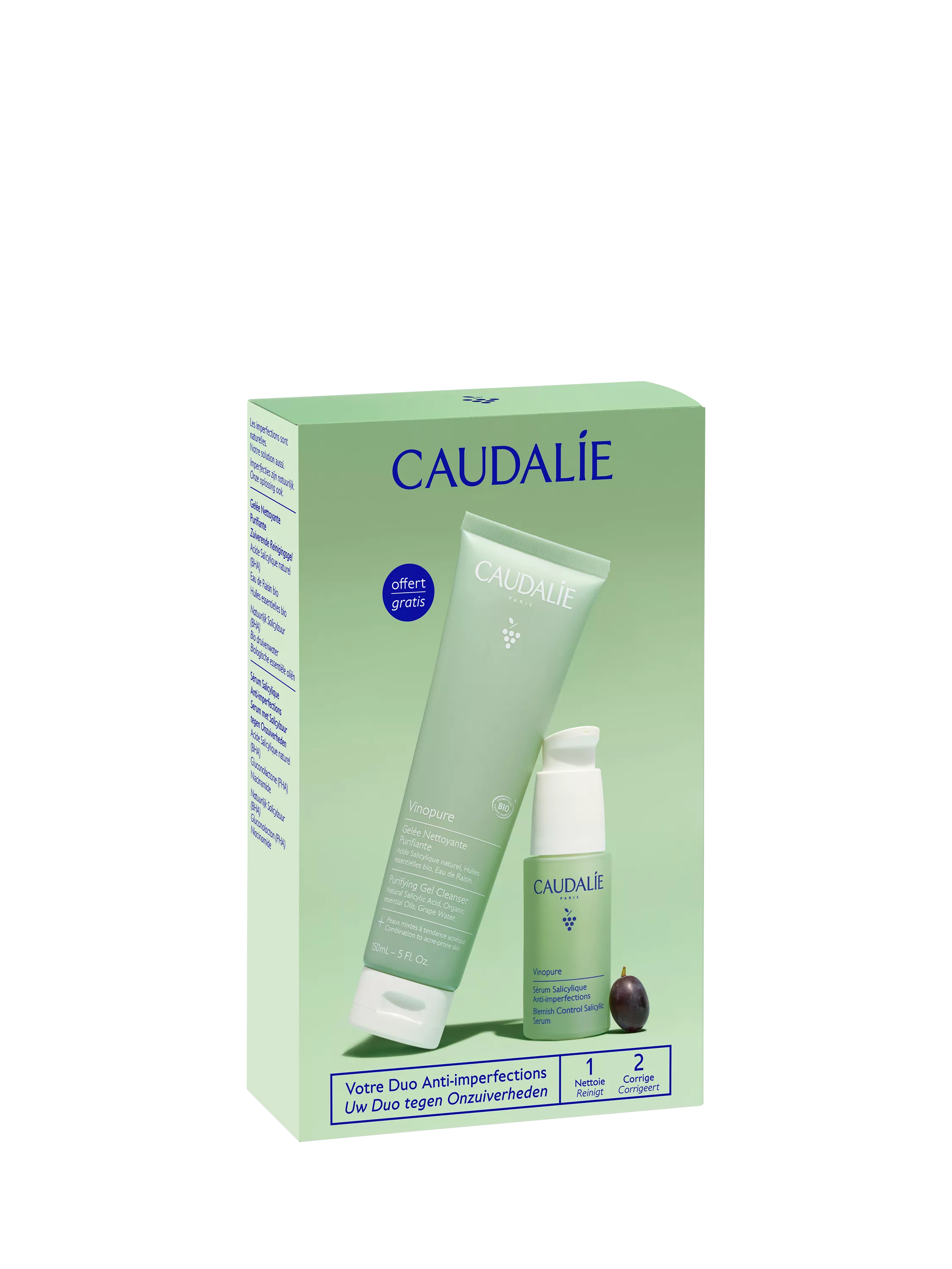 Caudalie Vinopure skincare gift set 150ml and 30ml, UK version