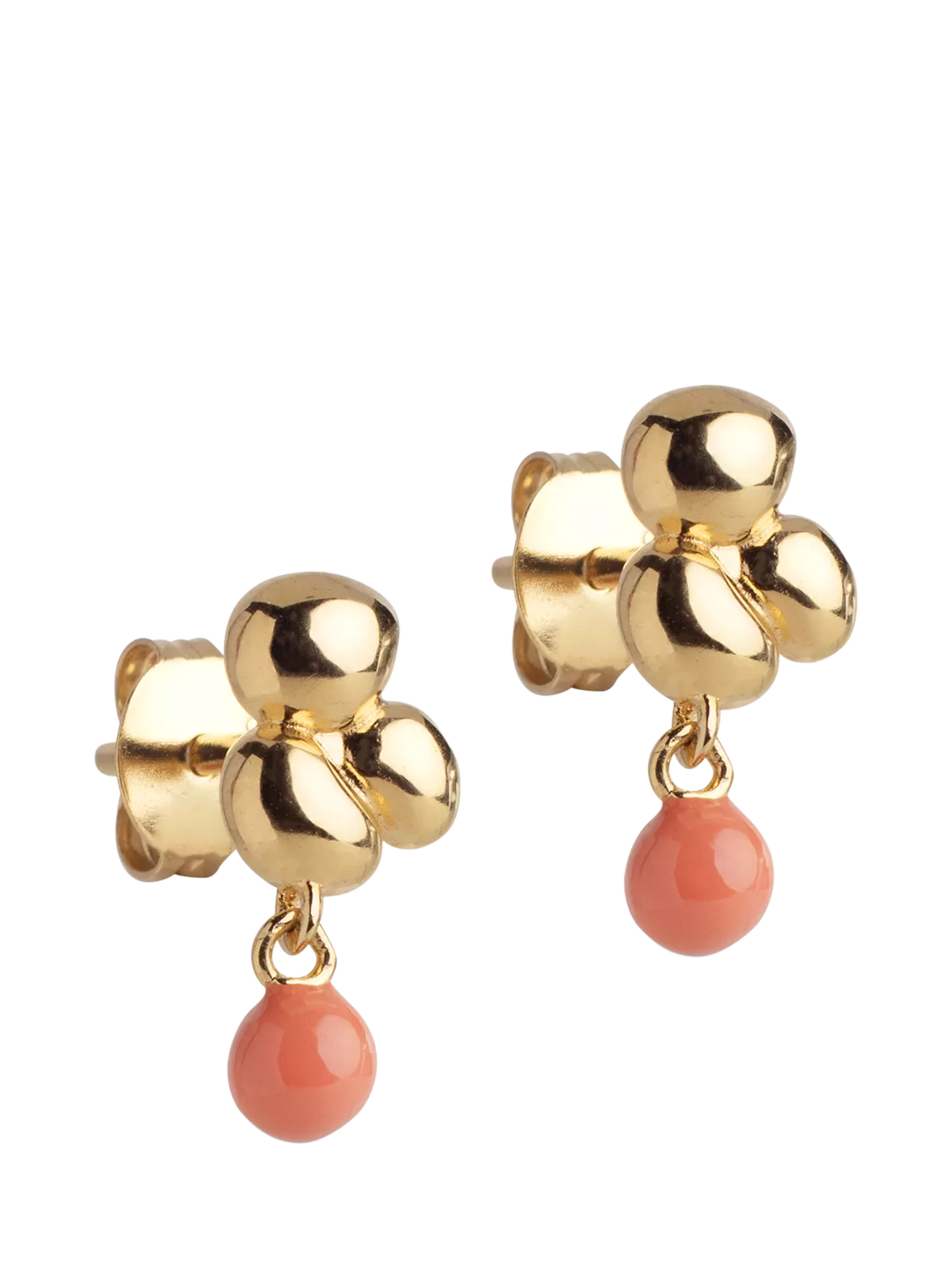 ENAMEL Copenhagen coral enamel stud earrings 13x6mm (British brand)