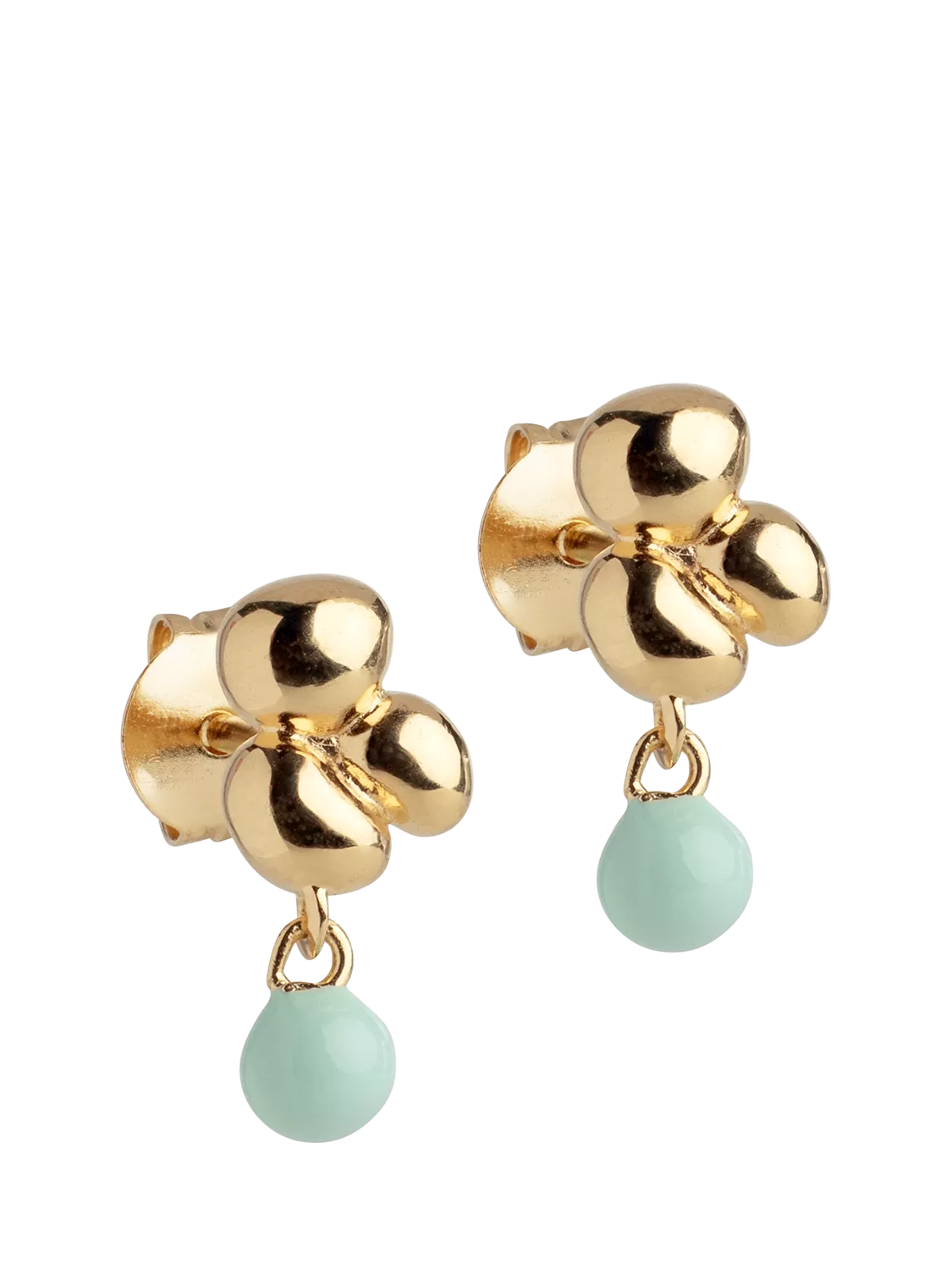 ENAMEL Copenhagen earrings yellow gold mint blue 13x6mm, UK version