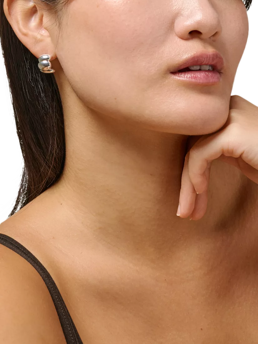 ENAMEL Copenhagen Melia chunky sculpted earrings silver - British product